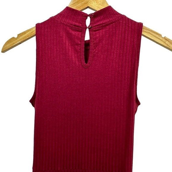 Venus Cranberry Sleeveless Ribbed Bodycon Dress, M - Picture 5 of 8